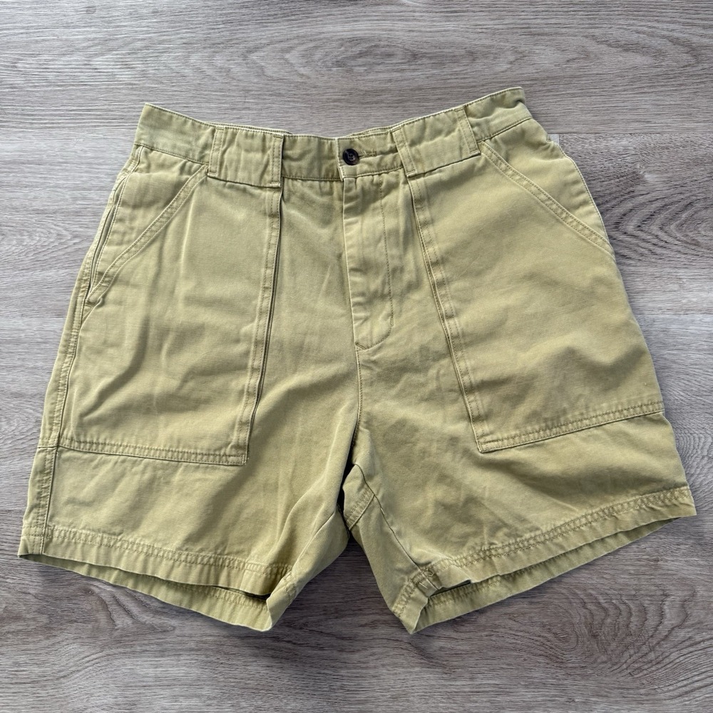 Vintage Review By Baxter Canvas Utility Shorts Mens 32 Tan Heavyweight Cotton